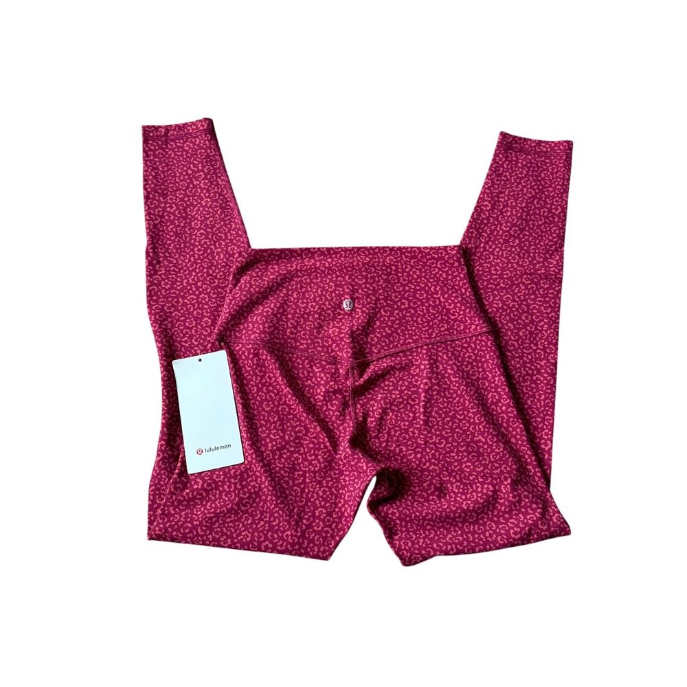 NWT Lululemon Align HR Pant 28" Leopard Daisy Desert Red Magenta Size 6